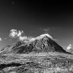 Buachaille_Etive_Mor, Moon, Scotland, landscape, mountain, artist
